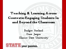 Teaching & Learning Across Contexts: Engaging Students In and Beyond the Classroom