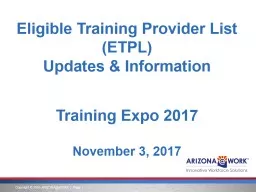 Eligible Training Provider List (ETPL)