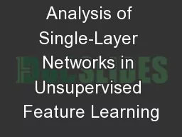 Part 2: An Analysis of Single-Layer Networks in Unsupervised Feature Learning