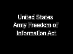 United States Army Freedom of Information Act