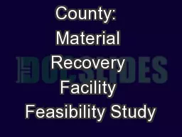 G enesee County:  Material Recovery Facility Feasibility Study