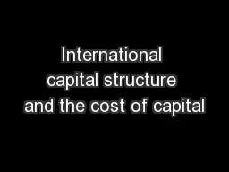 International capital structure and the cost of capital