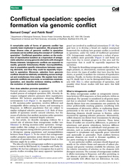 Conictual speciation species formation via genomic con