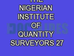 THE NIGERIAN INSTITUTE OF QUANTITY SURVEYORS 27