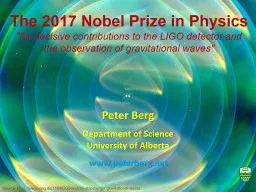 The 2017 Nobel Prize in Physics