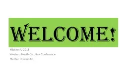 Welcome! Mission U 2018 Western North Carolina Conference