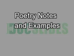 Poetry Notes and Examples