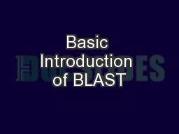 Basic Introduction of BLAST