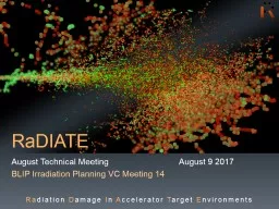 RaDIATE August Technical Meeting			August 9 2017