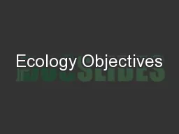 Ecology Objectives