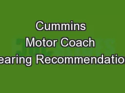 Cummins Motor Coach Gearing Recommendations