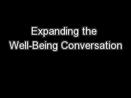 Expanding the Well-Being Conversation
