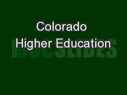 Colorado Higher Education