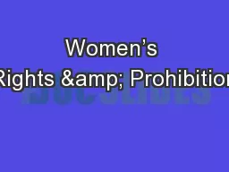 Women’s Rights & Prohibition