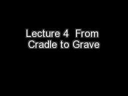Lecture 4  From Cradle to Grave