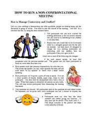 HOW TO RUN A NON CONFRONTATIONAL MEETING How to Manage
