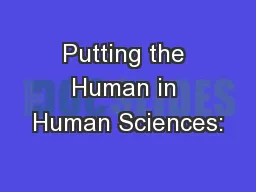 Putting the Human in Human Sciences: