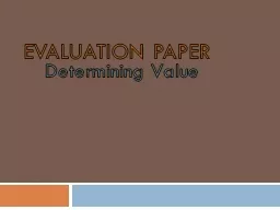 Evaluation Paper Determining Value