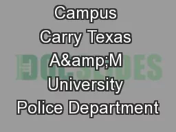 Campus Carry Texas A&M University Police Department