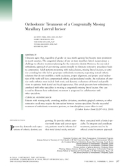 Orthodontic Treatment of a Congenitally Missing Maxillary Lateral incisor
