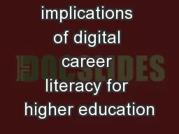 The implications of digital career literacy for higher education