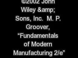 ©2002 John Wiley & Sons, Inc.  M. P. Groover, “Fundamentals of Modern Manufacturing