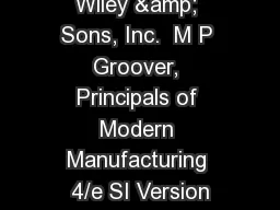 ©2010 John Wiley & Sons, Inc.  M P Groover, Principals of Modern Manufacturing 4/e SI Version