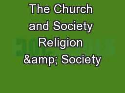 The Church and Society Religion & Society