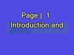 Page |  1 Introduction and