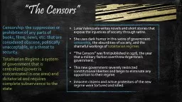 “The Censors” Censorship: