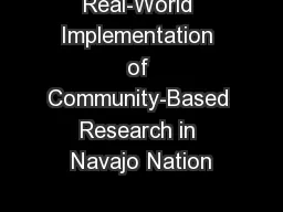 Real-World Implementation of Community-Based Research in Navajo Nation