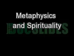 Metaphysics and Spirituality