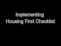 Implementing Housing First Checklist