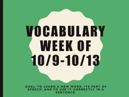 Vocabulary Week of  10/9-10/13