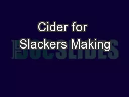 Cider for Slackers Making