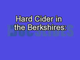Hard Cider in the Berkshires: