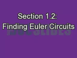 Section 1.2: Finding Euler Circuits