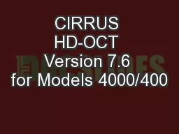 CIRRUS HD-OCT Version 7.6 for Models 4000/400