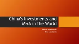China's Investments and M&A in the World