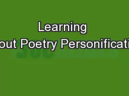 Learning about Poetry Personification