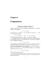 Chapter  Congruences Material to be Appended to Chapte