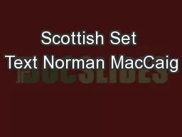 Scottish Set Text Norman MacCaig
