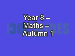 Year 8 – Maths – Autumn 1