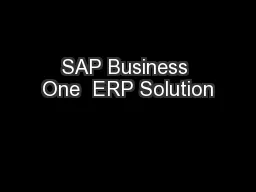 SAP Business One  ERP Solution