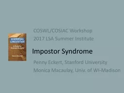 COSWL/COSIAC Workshop 2017 LSA Summer Institute
