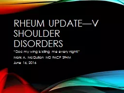 Rheum Update—V Shoulder Disorders