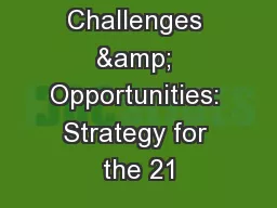Global Challenges & Opportunities: Strategy for the 21
