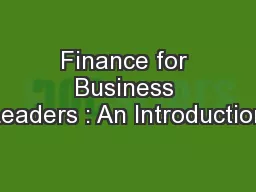 Finance for Business Leaders : An Introduction