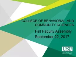 College of Behavioral  and Community Sciences