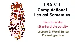 LSA 311 Computational Lexical Semantics